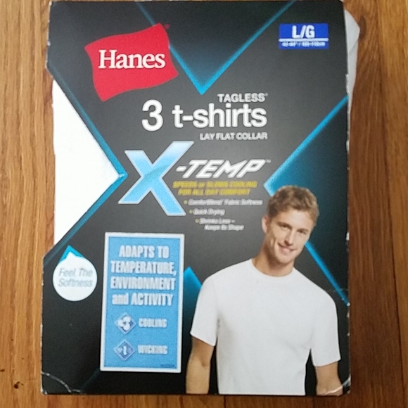 Hanes Other - Hanes X-Temp Lay Flat Collar T Shirt 3 pack Large
